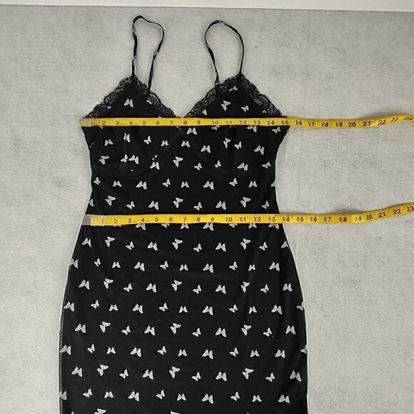 Wild Fable Womens Black Gray Butterfly Pattern Lace Lined Midi Slip Dress Size S - Picture 7 of 10